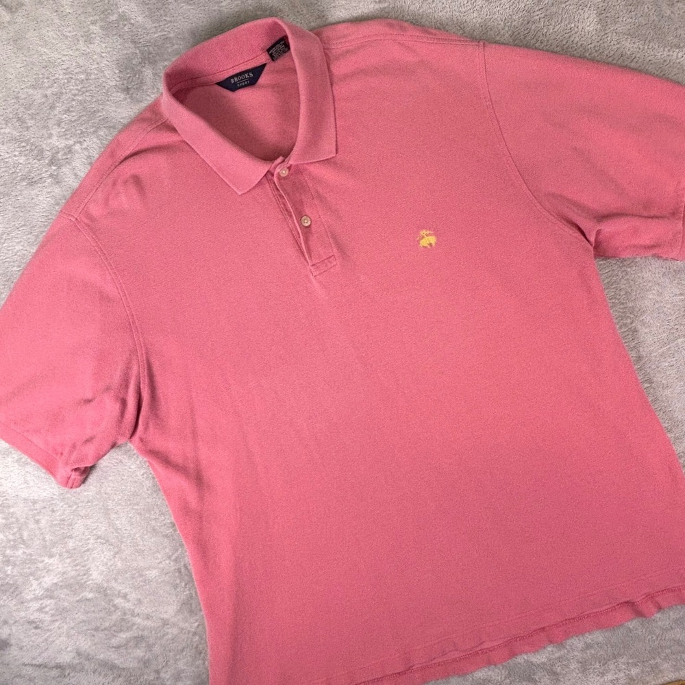 Brooks Sport Men's Polo Shirt Size XL Pink Cotton Embroidered Logo USA Casual
